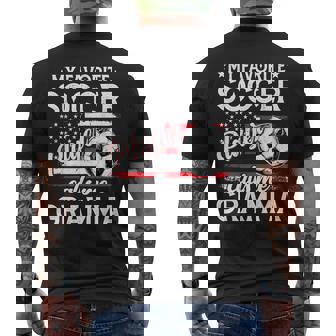 My Favorite Soccer Player Calls Me Gramma US Flag Men's Back Print T-Shirt | Mazezy