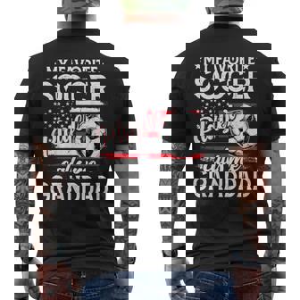 My Favorite Soccer Player Calls Me Granddad US Flag Men's Back Print T-Shirt | Mazezy