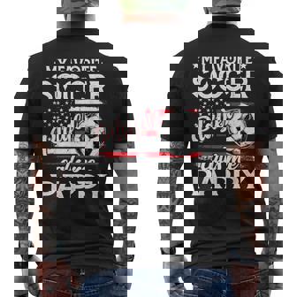 My Favorite Soccer Player Calls Me Pappy US Flag Men's Back Print T-Shirt | Mazezy