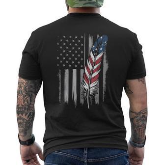 Feather Usa Flag Native American Tribal Tradition Men's T-shirt Back Print - Monsterry