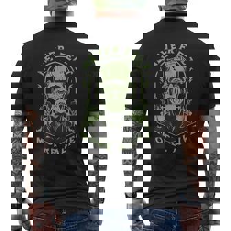 Never Felt More Alive Frankenstein Halloween Men's T-shirt Back Print | Mazezy