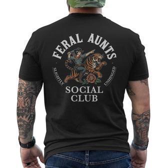 Feral Aunts Social Club Western Retro Cowgirl Riding Tiger Men's T-shirt Back Print | Mazezy