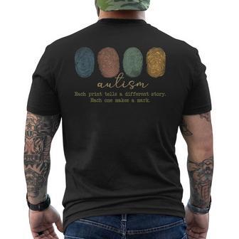 Fingerprint Autism Each Print Tells A Different Story Men's T-shirt Back Print - Thegiftio UK