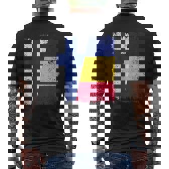 Finland Romania Half Flag Finnish Romanian Heritage Men's Back Print T-Shirt | Mazezy