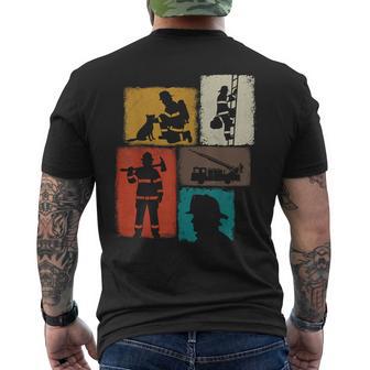 Firefighter Vintage Collage Fireman Hero Men's T-shirt Back Print - Thegiftio UK