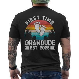 First Time Grandude Est 2025 First Time Grandpa Retro Men's T-shirt Back Print - Thegiftio UK