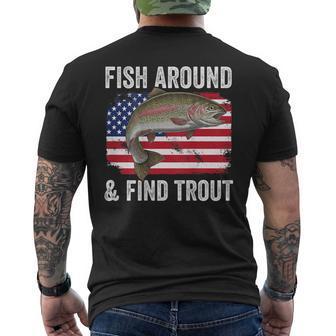 Fish Around And Find Trout Fishing Fishermen Back Men's T-shirt Back Print - Thegiftio UK