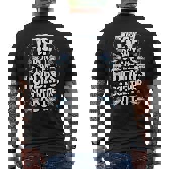 Fish Don’t Take Holidays So Neither Do I Fisher Tank Top Men's Back Print T-Shirt | Mazezy