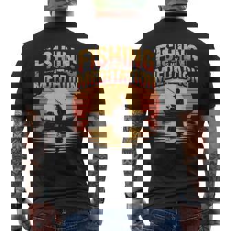 Fishing Is My Meditation Vintage Scene Fisherman Men's Back Print T-Shirt | Mazezy