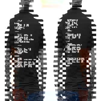 Fix Grill Rest Repeat Routine Fathers Day Dad Men's T-shirt Back Print - Thegiftio