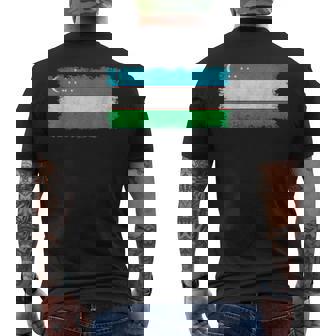 Flag Uzbekistan Grungy Style Men's Back Print T-Shirt | Mazezy