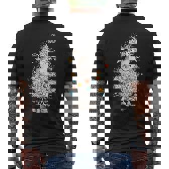 Fleece Navidad Christmas Sheep Cartoon Men's Back Print T-Shirt | Mazezy