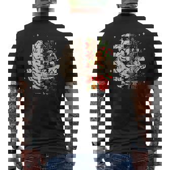 Floral Brain Anatomy Neuro Nurse Christmas Neuroscience Xmas Men's Back Print T-Shirt | Mazezy