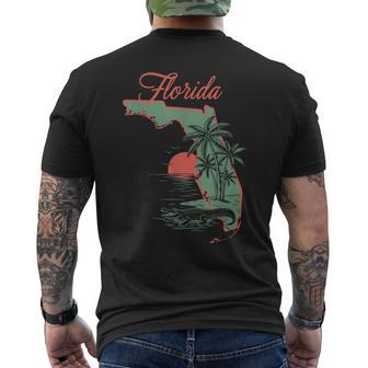 Florida Alligator State Map Wearing Retro Men's T-shirt Back Print | Mazezy