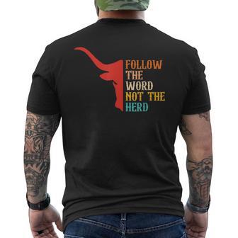 Follow The Word Herd Motivation Faith Men's T-shirt Back Print - Monsterry