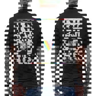 Free Granddad Hugs Support LGBT Proud Parades Rainbow Flag Men's Back Print T-Shirt | Mazezy