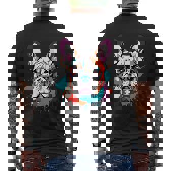 French Bulldog – Colorful Pop Art Portrait With Splashes Men's Back Print T-Shirt | Mazezy