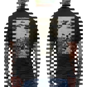 French Bulldog Dog Ufo Alien Extraterrestrial Selfie Men's T-shirt Back Print - Thegiftio