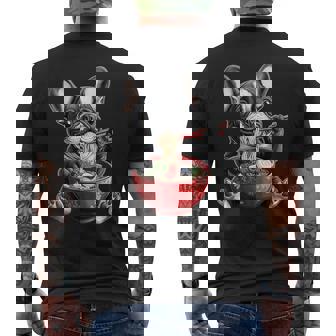 French Bulldog Frenchie Dog Ramen Japanese Noodles Men's T-shirt Back Print | Mazezy