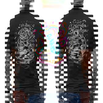 Fun Funky Music Cat Trippy DJ Turntable EDM Trip Hop Kitty Men's Back Print T-Shirt | Mazezy