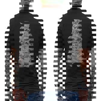 Ai ヴィンテージ チョンク 猫 食べる ハンバーガー ミーム 食べ物 ユーモア メンズTシャツ バックプリント - Kawaiitshirt