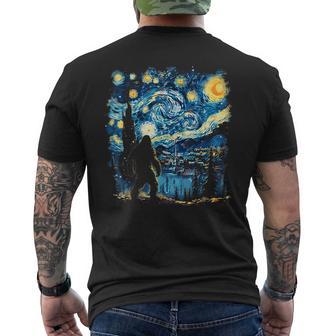 Bigfoot Starry Night Sasquatch Van Gogh Sky Painting Men's T-shirt Back Print - Thegiftio UK