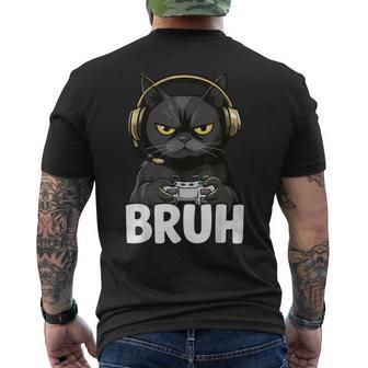 Cat Bruh Meme Gamer Japanese Anime Men's T-shirt Back Print | Mazezy