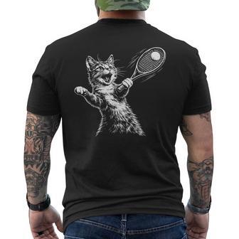 Cat Tennis Men's T-shirt Back Print - Monsterry
