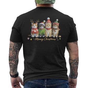 Cats Reno Luz Navidad Gato Divertido Papá Noel Gato Navidad Camiseta Hombre Estampado Espalda - Regaloses