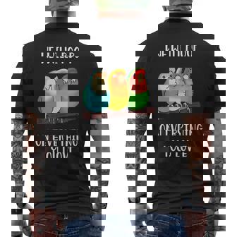 Cute Lovebirds Will Poop On All You Love メンズTシャツ バックプリント - Kawaiitshirt