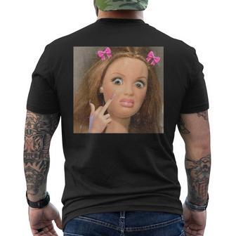 Disgusting Doll Face Meme Gen Z Men's T-shirt Back Print | Mazezy
