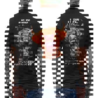 Highland Cow It's Fine I'm Fine Everything Is Fine Small Black Men's T-shirt Back Print - Thegiftio