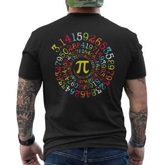 Pi Day Spiral Pi Math Numbers Teachers Students Men's T-shirt Back Print - Thegiftio