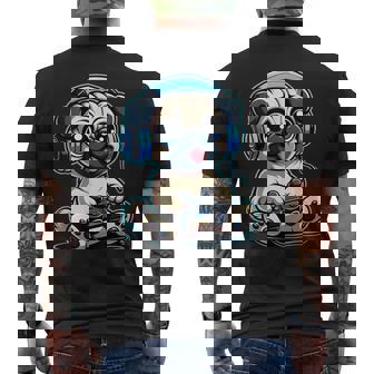 Pug Gamer Dog Gaming Pug Pugs Video Game Small Black Men's T-shirt Back Print - Thegiftio