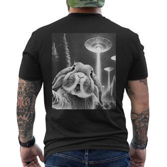 Rabbit Alien Ufo Taking A Selfie Animal Lover Men's T-shirt Back Print - Monsterry