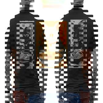 Ramen Cat Japanese Vintage Kawaii Cat Anime Men's T-shirt Back Print - Monsterry