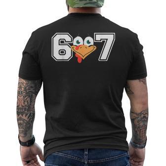 Six Seven 67 Turkey Face Thanksgiving Matching Family Men's T-shirt Back Print - Thegiftio UK