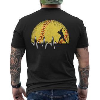 Softball Heartbeat Softball Player Boys Men's T-shirt Back Print - Thegiftio UK