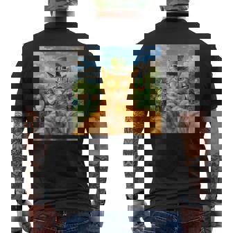 St Patrick's Day Cat Selfie With Leprechaun Men's T-shirt Back Print | Mazezy