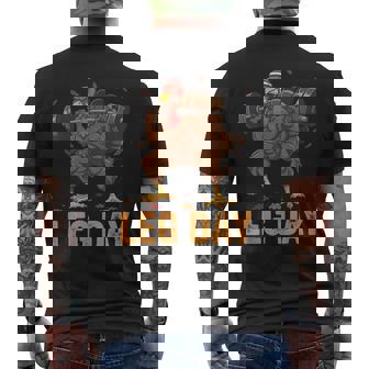 Thanksgiving Turkey Leg Day Gym Workout Fitness Squat Men's T-shirt Back Print - Monsterry