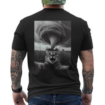 Tornado Selfie Cat Meme – Cute Storm Weather Humor Men's T-shirt Back Print | Mazezy