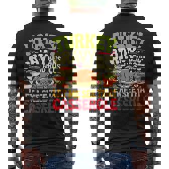 Turkey Gravy Beans And Rolls Casserole Thanksgiving Men's T-shirt Back Print | Mazezy