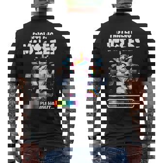 Unicorn Workout Gym Fitness Weightlifting Cute Unicorn Men's T-shirt Back Print - Monsterry