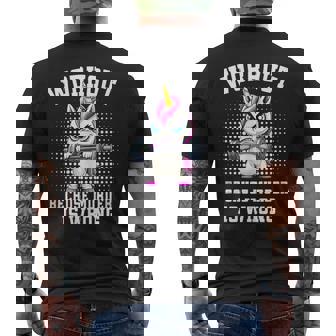 Weightlifter Powerlifter Workout Unicorn Men's T-shirt Back Print - Monsterry