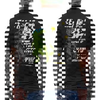 Yes I Am A Boy No I'm Not Cutting My Hair Dinosaur Men's T-shirt Back Print - Monsterry