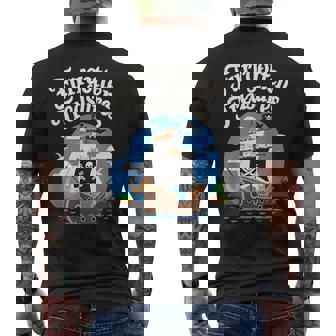 Furrgotten Treasures Pirate Cat Ship Ocean Puns Men's Back Print T-Shirt | Mazezy