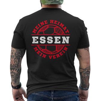 Fussball Kickenerein Essen Fan Heimat Ruhrpott Rot Weiss T-Shirt mit Rückendruck - Geschenkecke