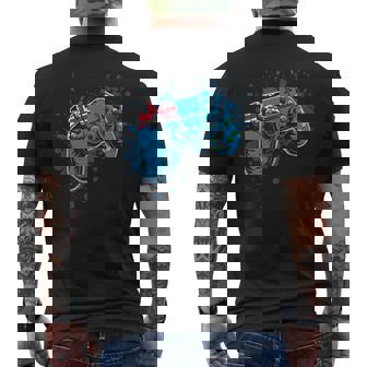 Gamer Controller With Tuvalu Flag Men's Back Print T-Shirt | Mazezy