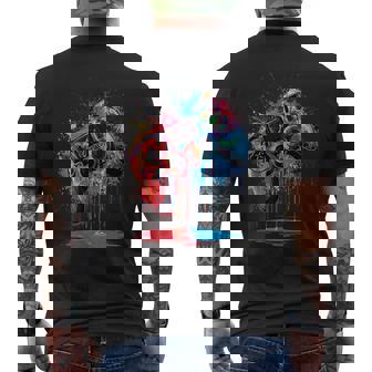 Gamer Video Game Control Pad Paint Dripping Gaming Men's T-shirt Back Print - Thegiftio