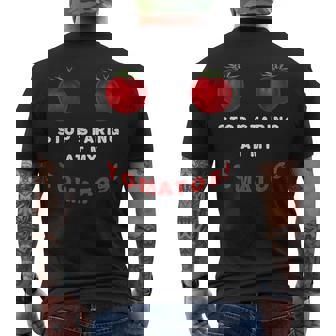 Gardening Vegan Tomatoes Stop Staring At My Tomatos Men's Back Print T-Shirt | Mazezy